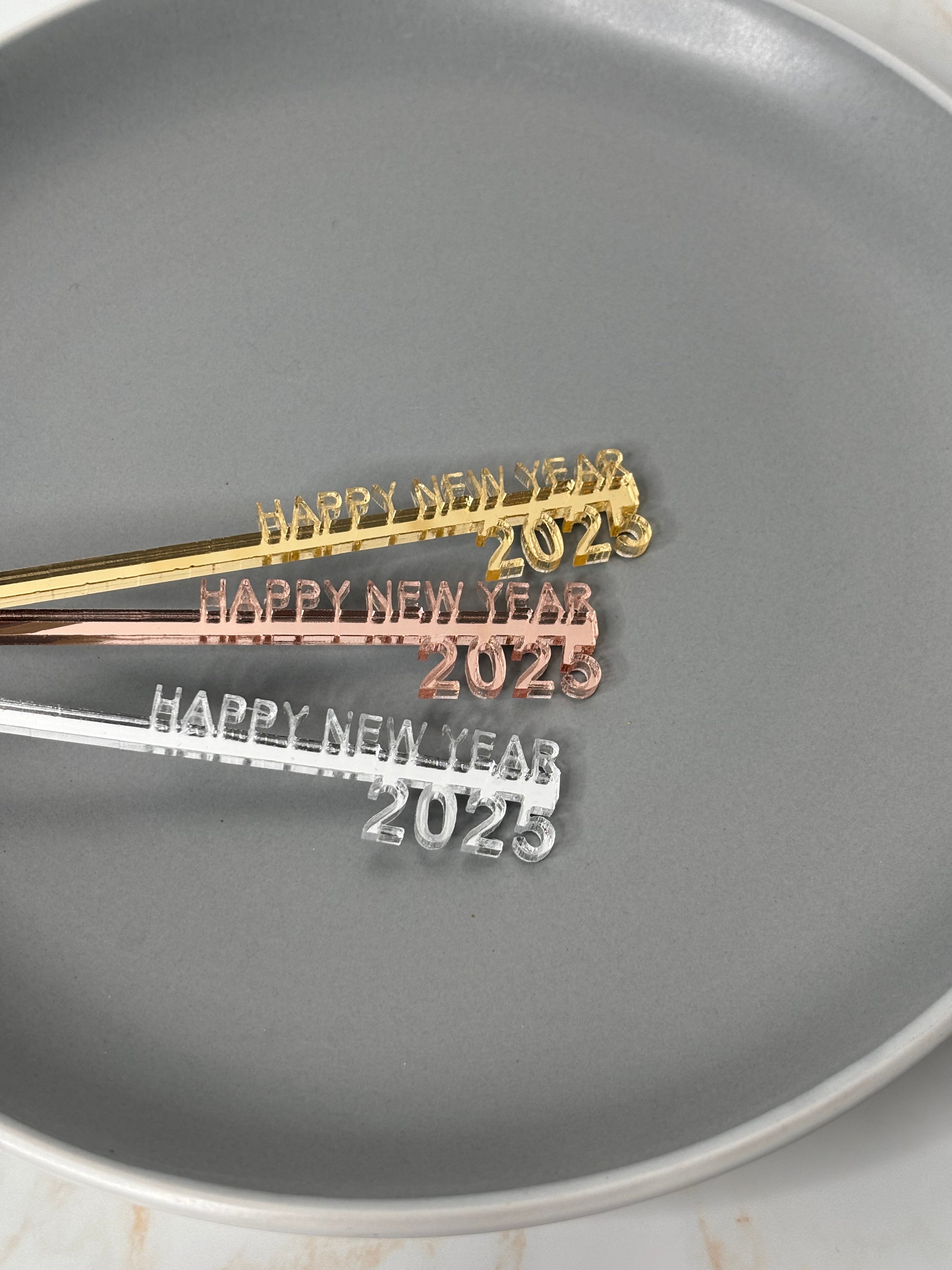 Happy New Year 2025 Drink Stirrers