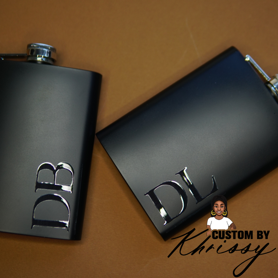 Personalised Black Initials Hip Flask